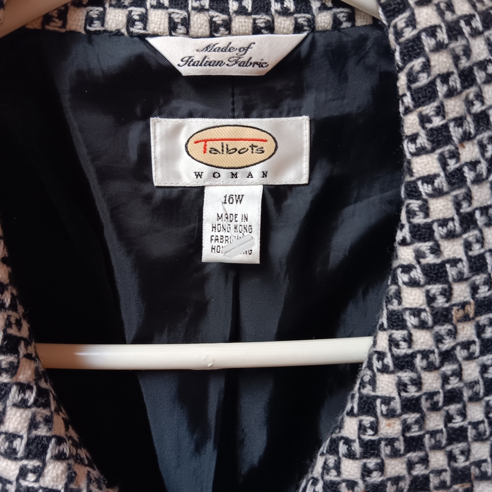 Talbots Black and Cream Houndstooth Blazer